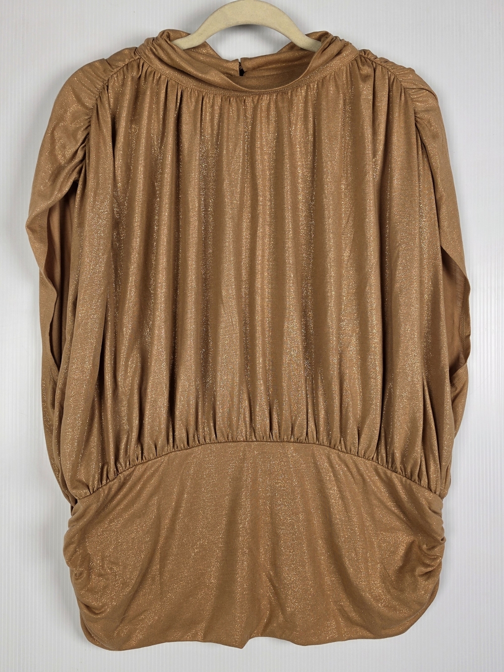 Anthropologie Shimmery Camel-Gold Plus Size Blouse NWT